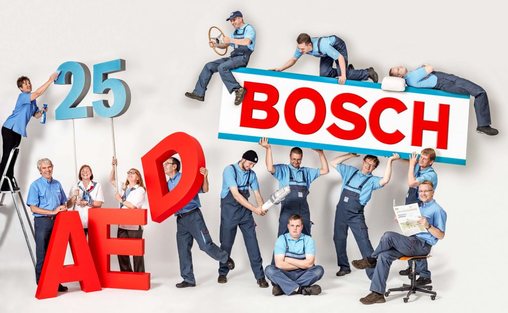 Teamaufnahme für Firma Bosch AED als Werbefoto